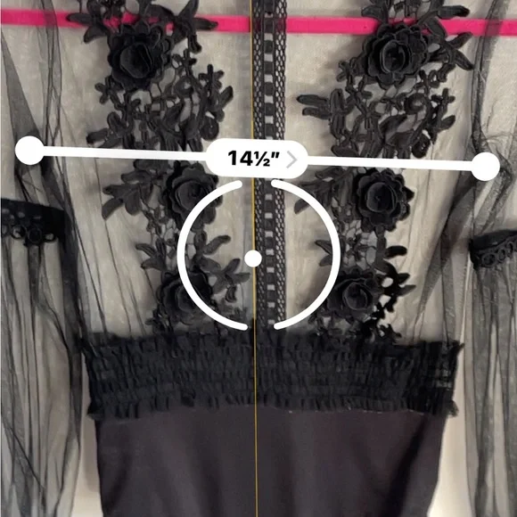 Vera's Lucy Black Mesh & Lace Detail Blouse Bodysuit. Vintage Couture! - Picture 7 of 9